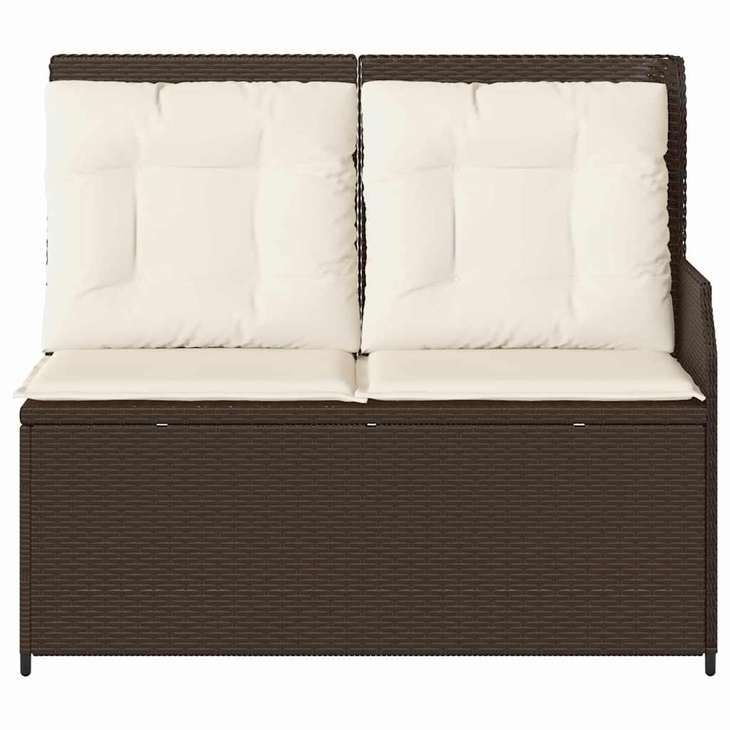 Banco de jardim com almofada Castanho Rattan Sintético