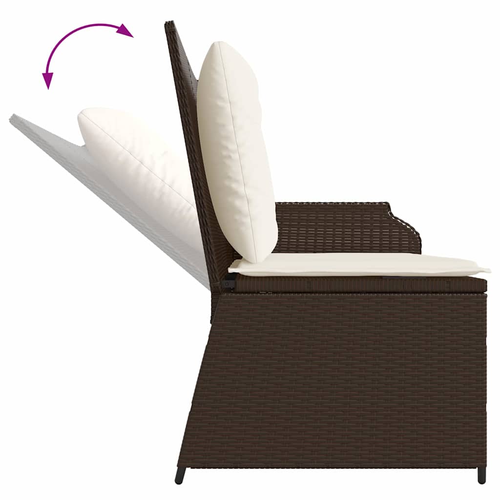 Banco de jardim com almofada Castanho Rattan Sintético