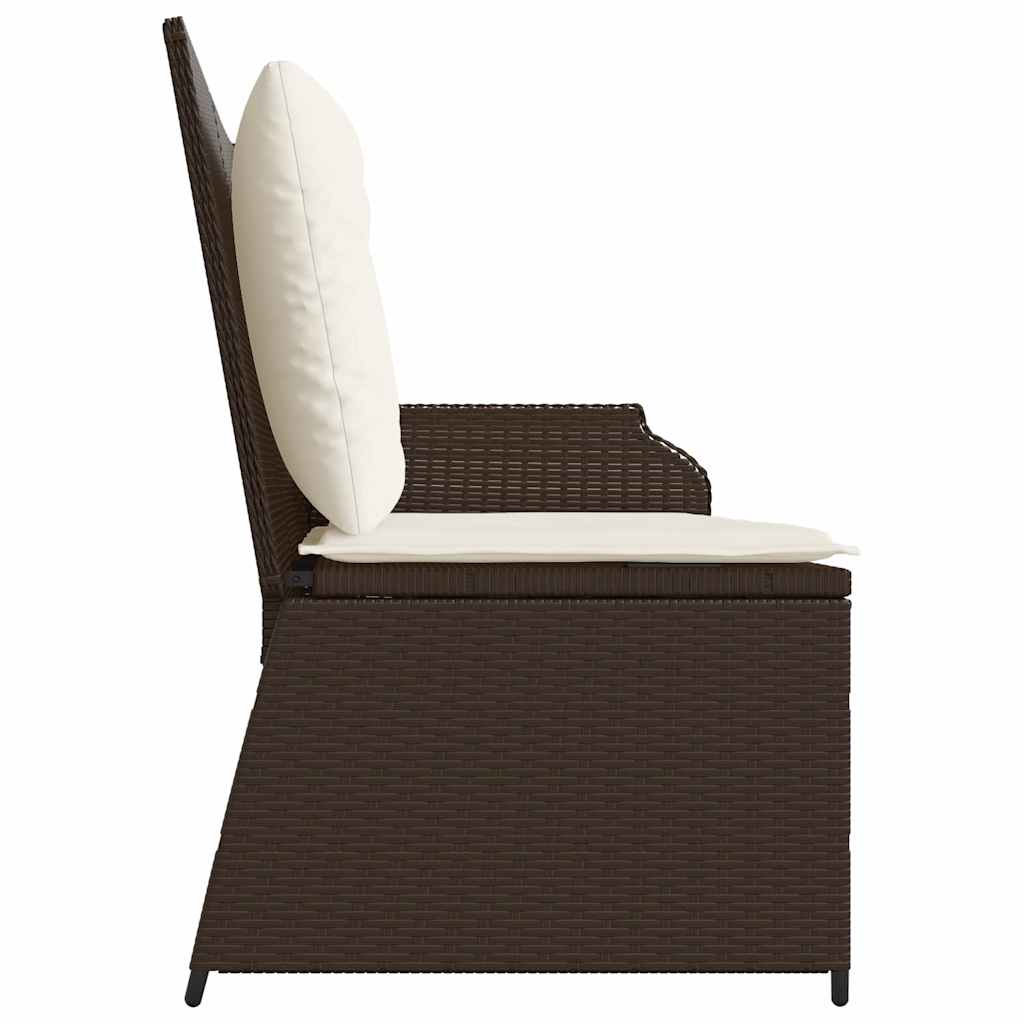 Banco de jardim com almofada Castanho Rattan Sintético