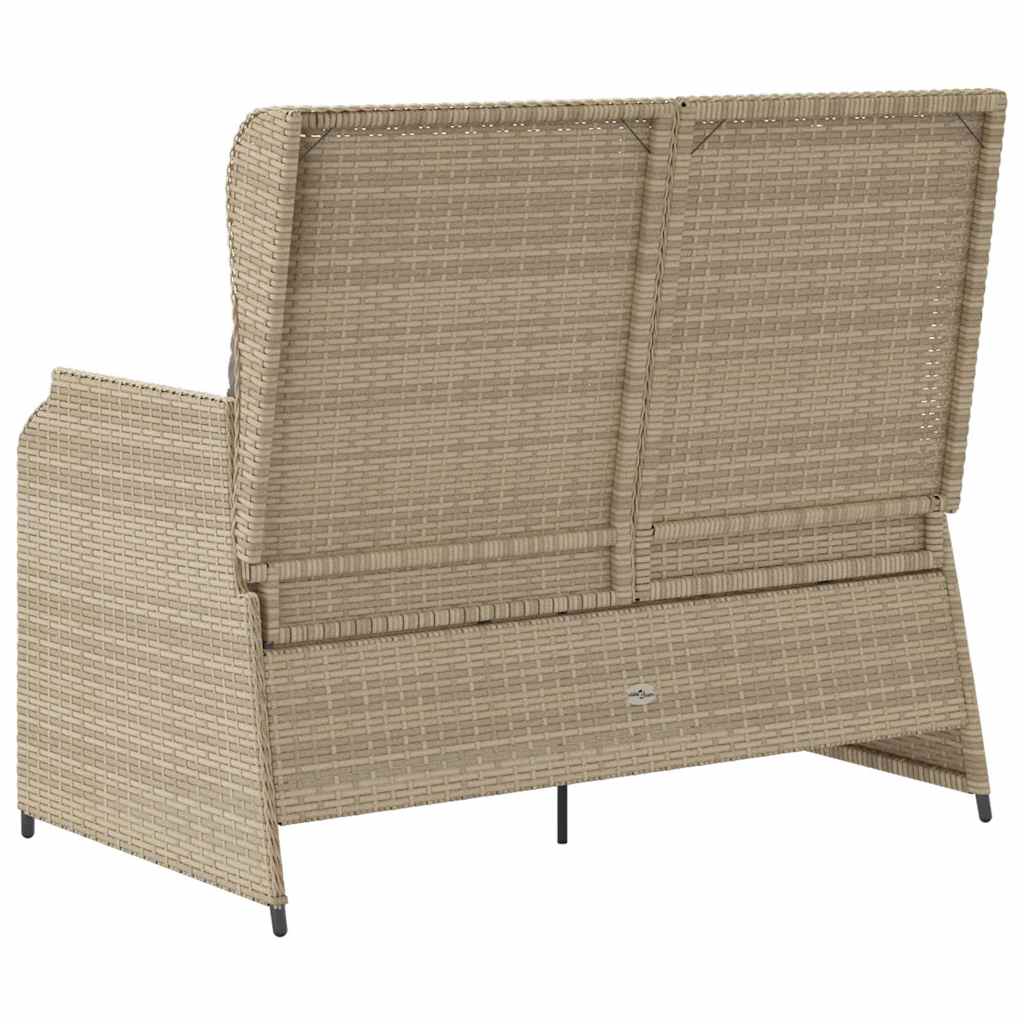 Banco de jardim com almofada Bege Rattan Sintético