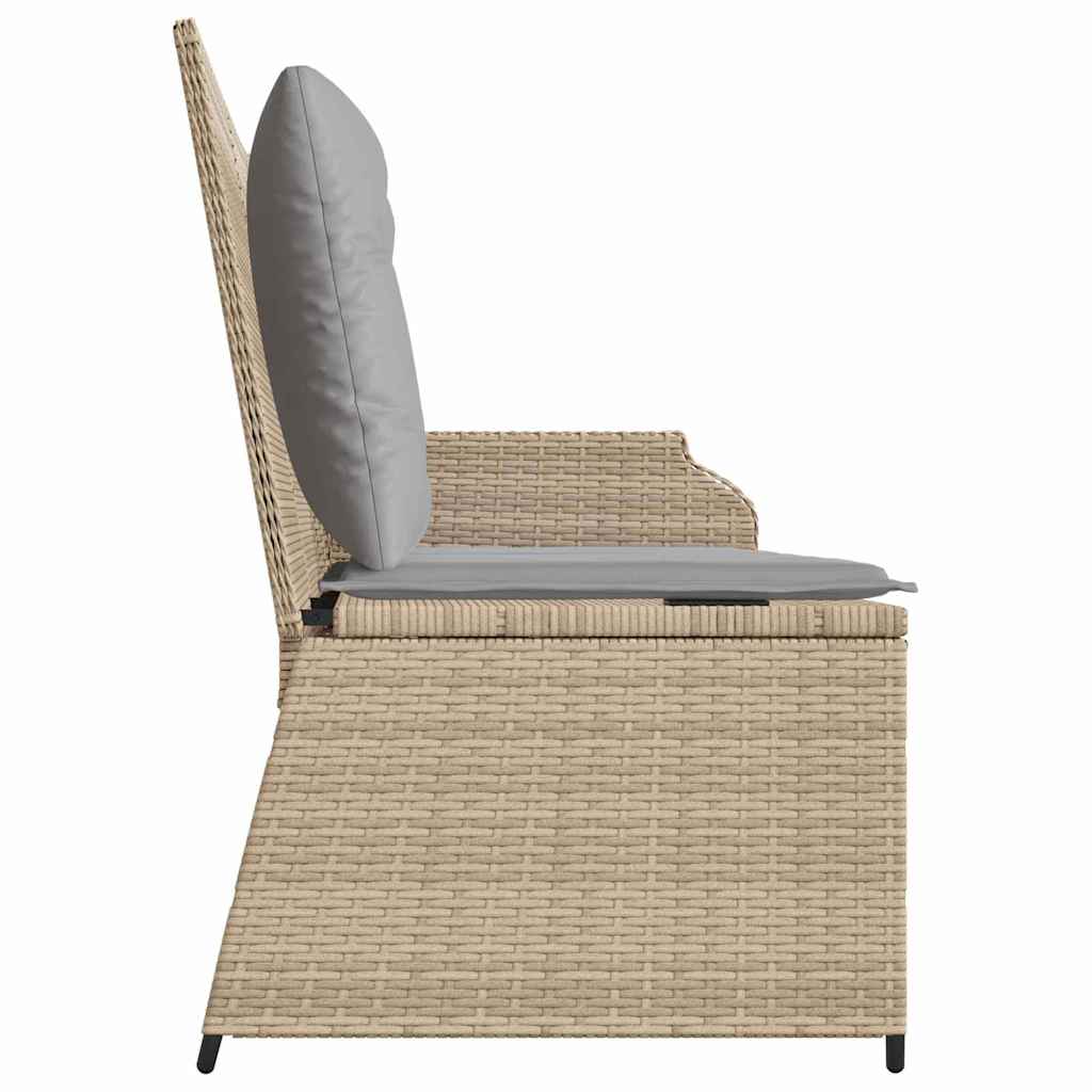 Banco de jardim com almofada Bege Rattan Sintético