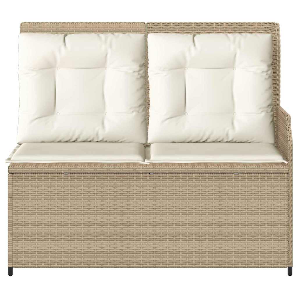 Banco de jardim com almofada Bege Rattan Sintético