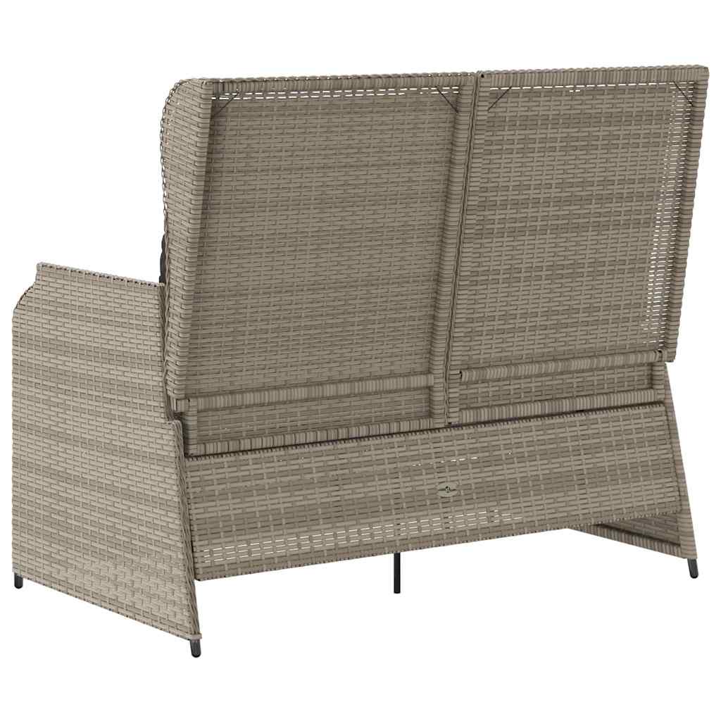 Banco de jardim com almofada Cinzento-claro Rattan Sintético