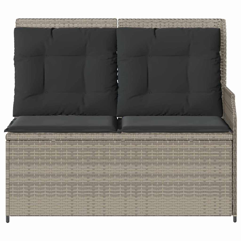 Banco de jardim com almofada Cinzento-claro Rattan Sintético
