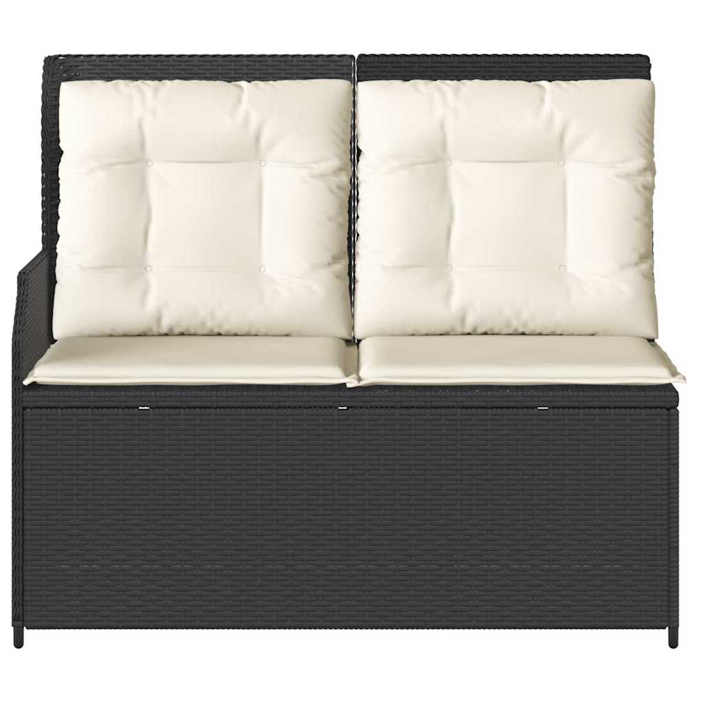 Banco de jardim com almofada Preto Rattan Sintético
