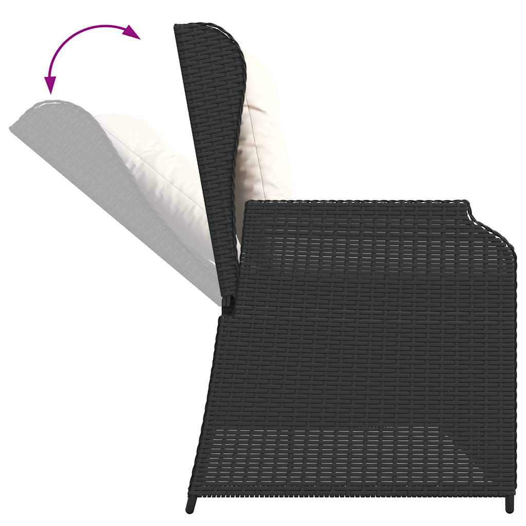 Banco de jardim com almofada Preto Rattan Sintético