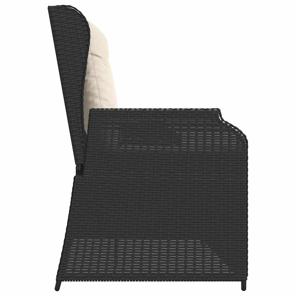Banco de jardim com almofada Preto Rattan Sintético