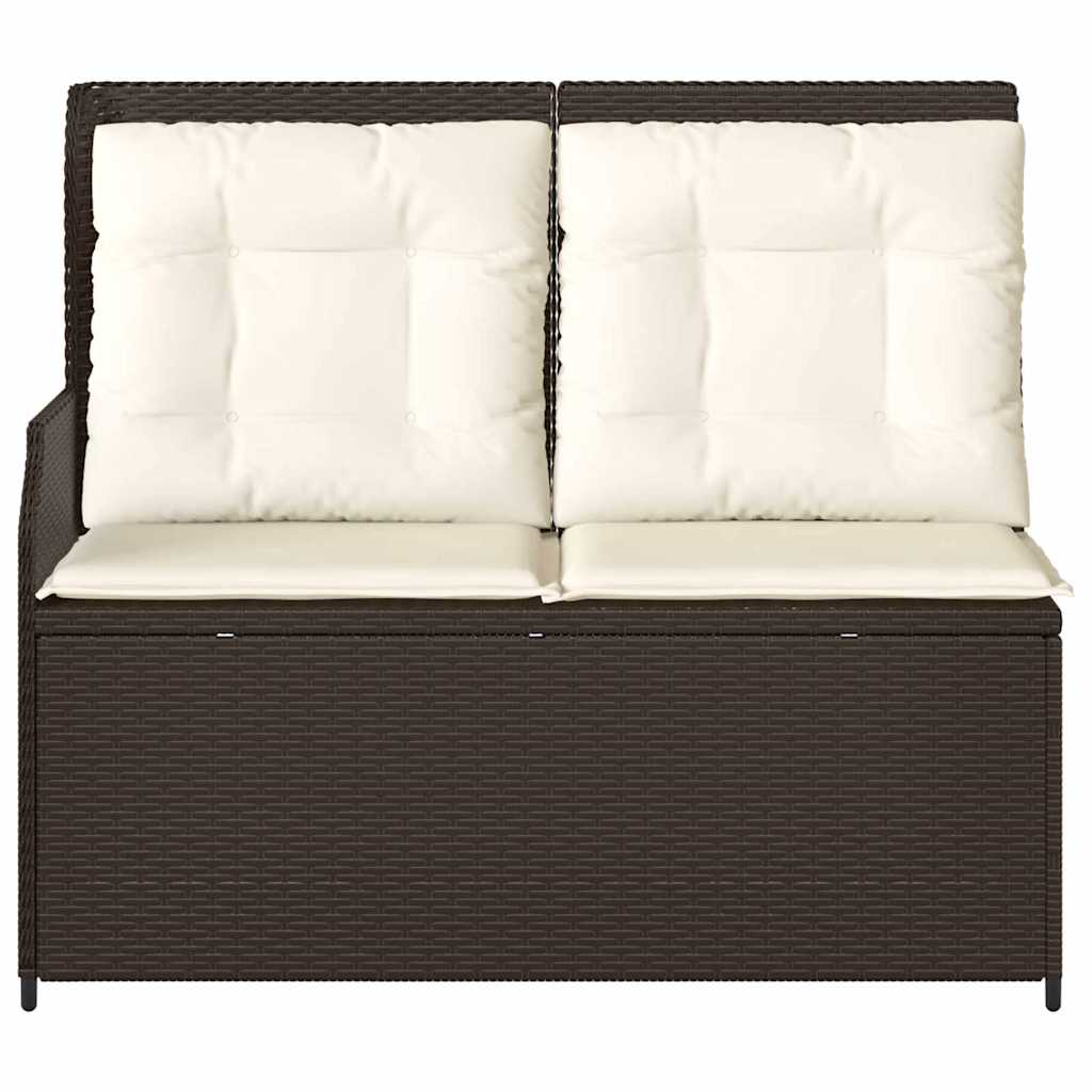 Banco de jardim com almofada Castanho Rattan Sintético