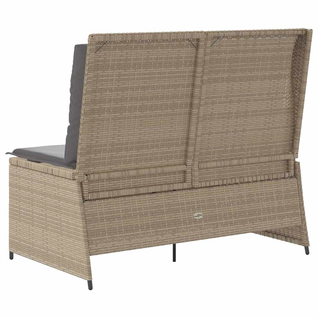 Banco de jardim com almofada Bege Rattan Sintético
