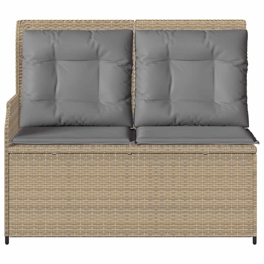 Banco de jardim com almofada Bege Rattan Sintético