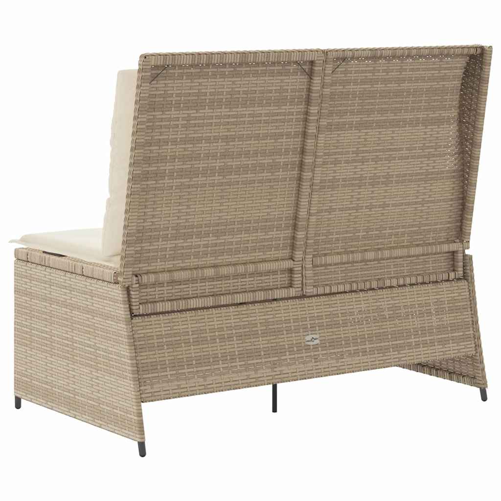 Banco de jardim com almofada Bege Rattan Sintético