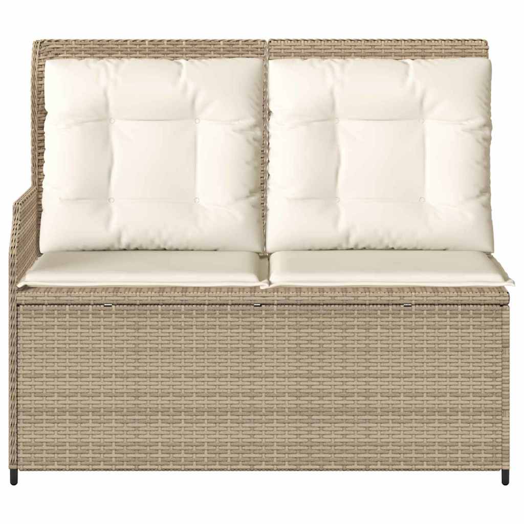 Banco de jardim com almofada Bege Rattan Sintético
