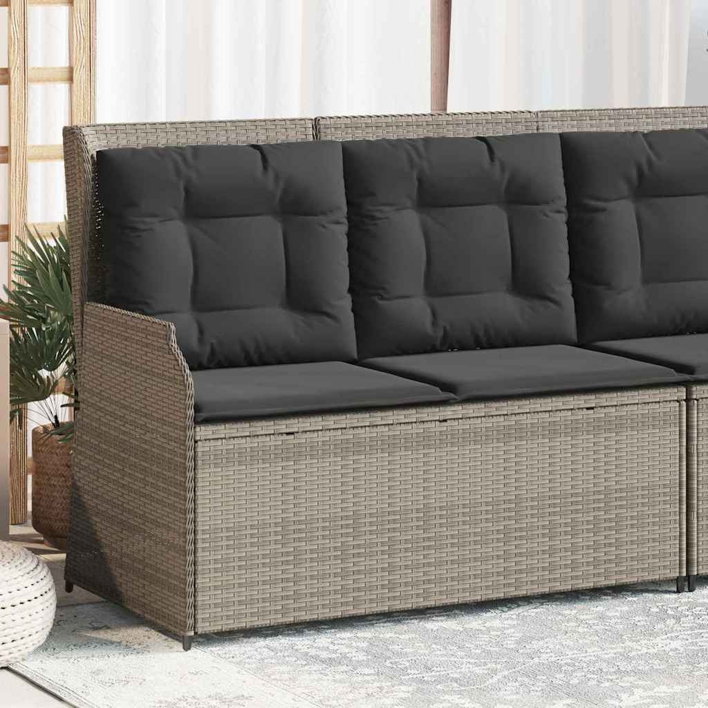 Banco de jardim com almofada Cinzento-claro Rattan Sintético