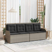Banco de jardim com almofada Cinzento-claro Rattan Sintético