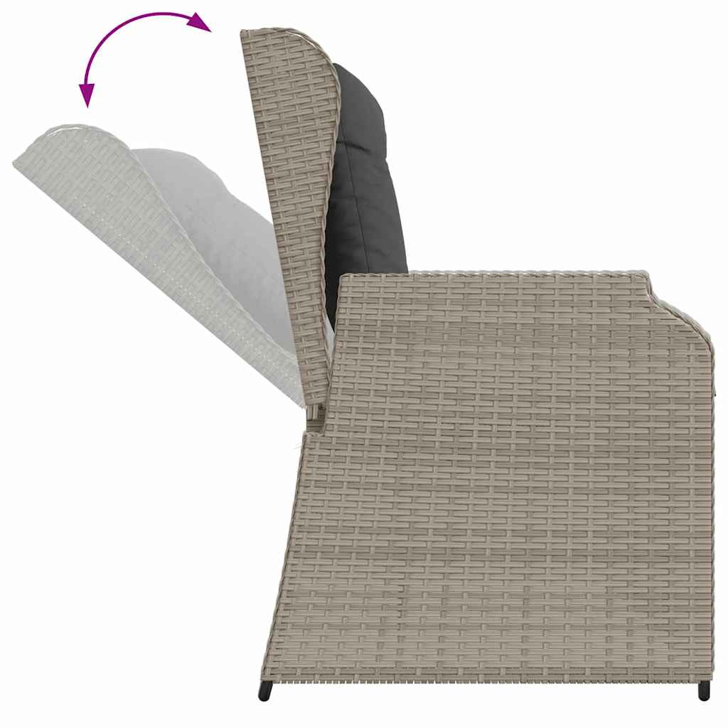 Banco de jardim com almofada Cinzento-claro Rattan Sintético