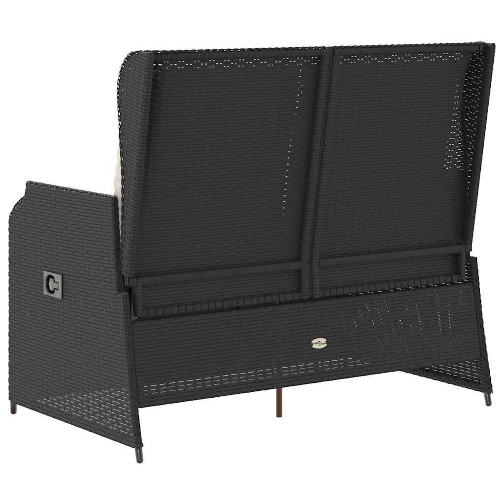 Banco de jardim com almofada Preto Rattan Sintético