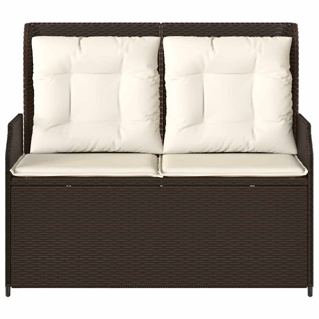 Banco de jardim com almofada Castanho Rattan Sintético