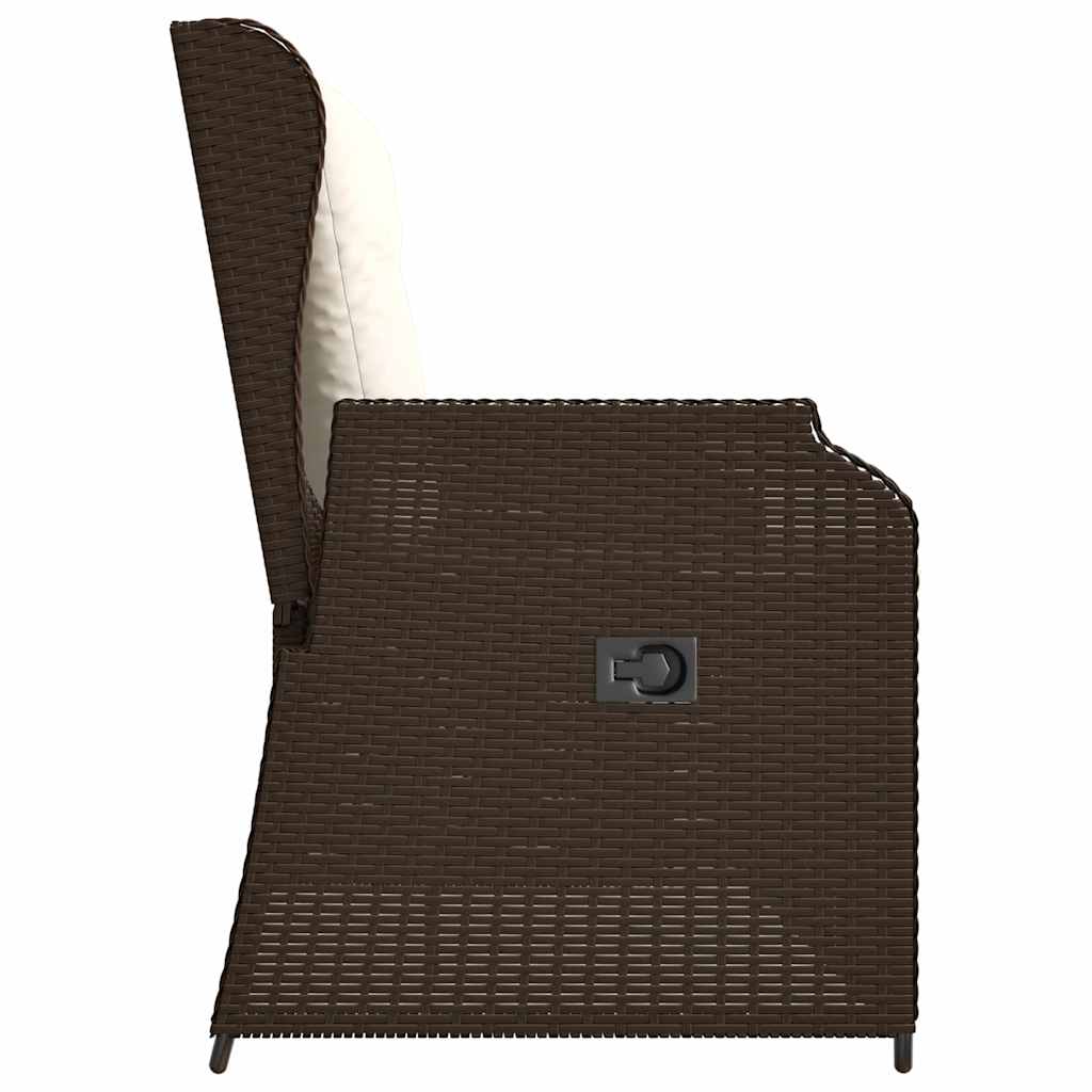 Banco de jardim com almofada Castanho Rattan Sintético