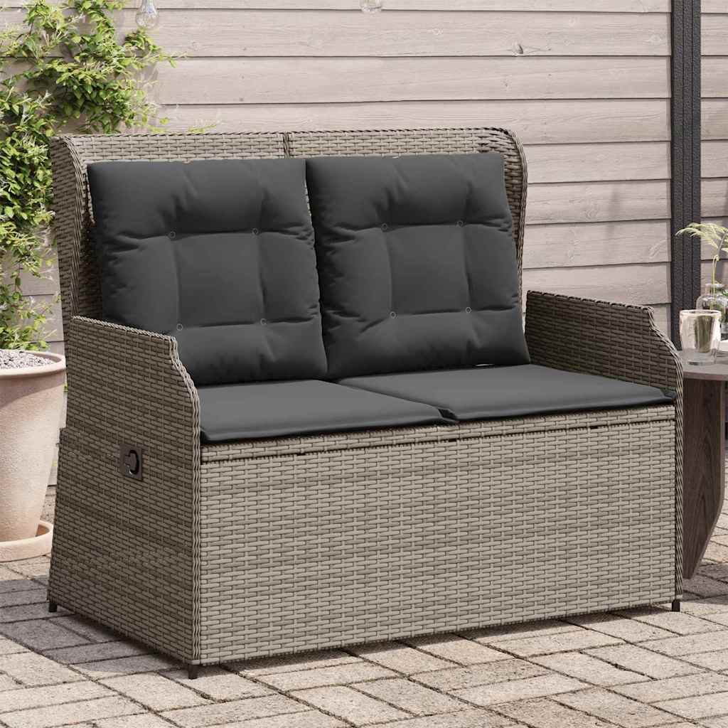 Banco de jardim com almofada Cinzeto Rattan Sintético