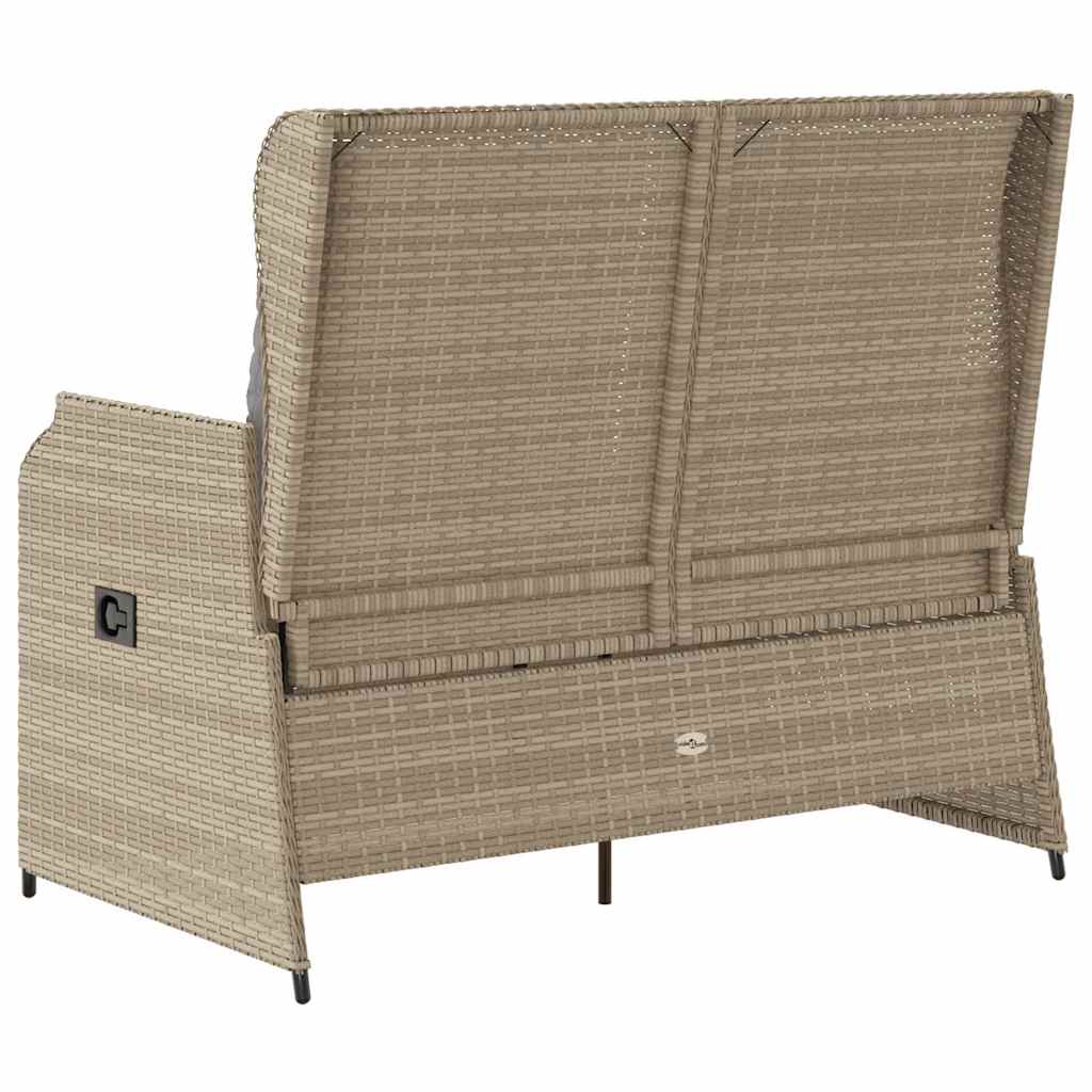 Banco de jardim com almofada Bege Rattan Sintético