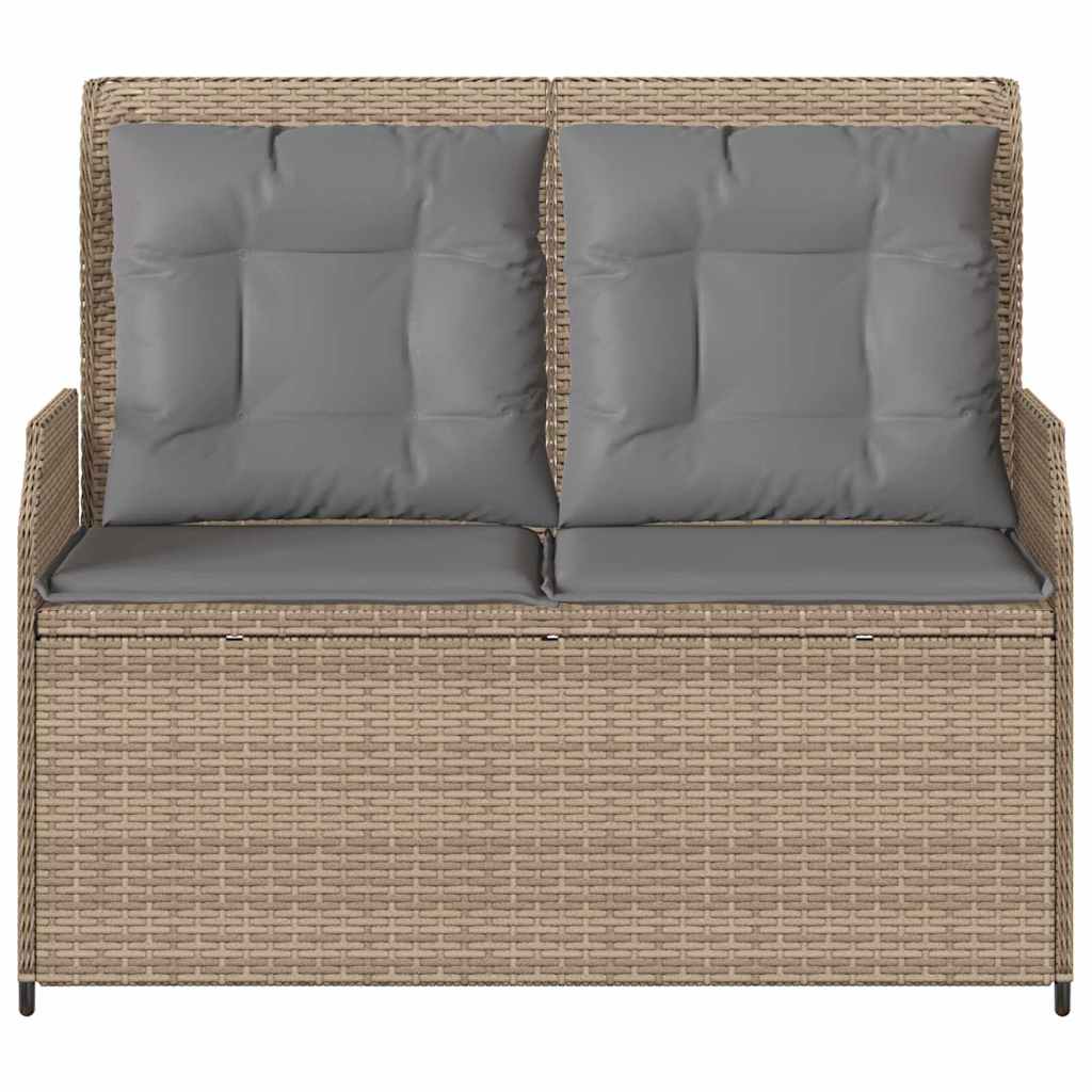 Banco de jardim com almofada Bege Rattan Sintético