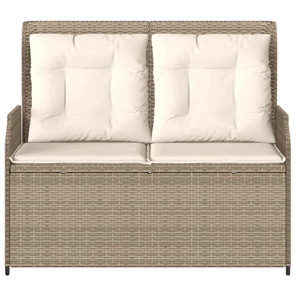 Banco de jardim com almofada Bege Rattan Sintético