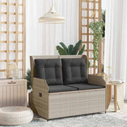 Banco de jardim com almofada Cinzento-claro Rattan Sintético
