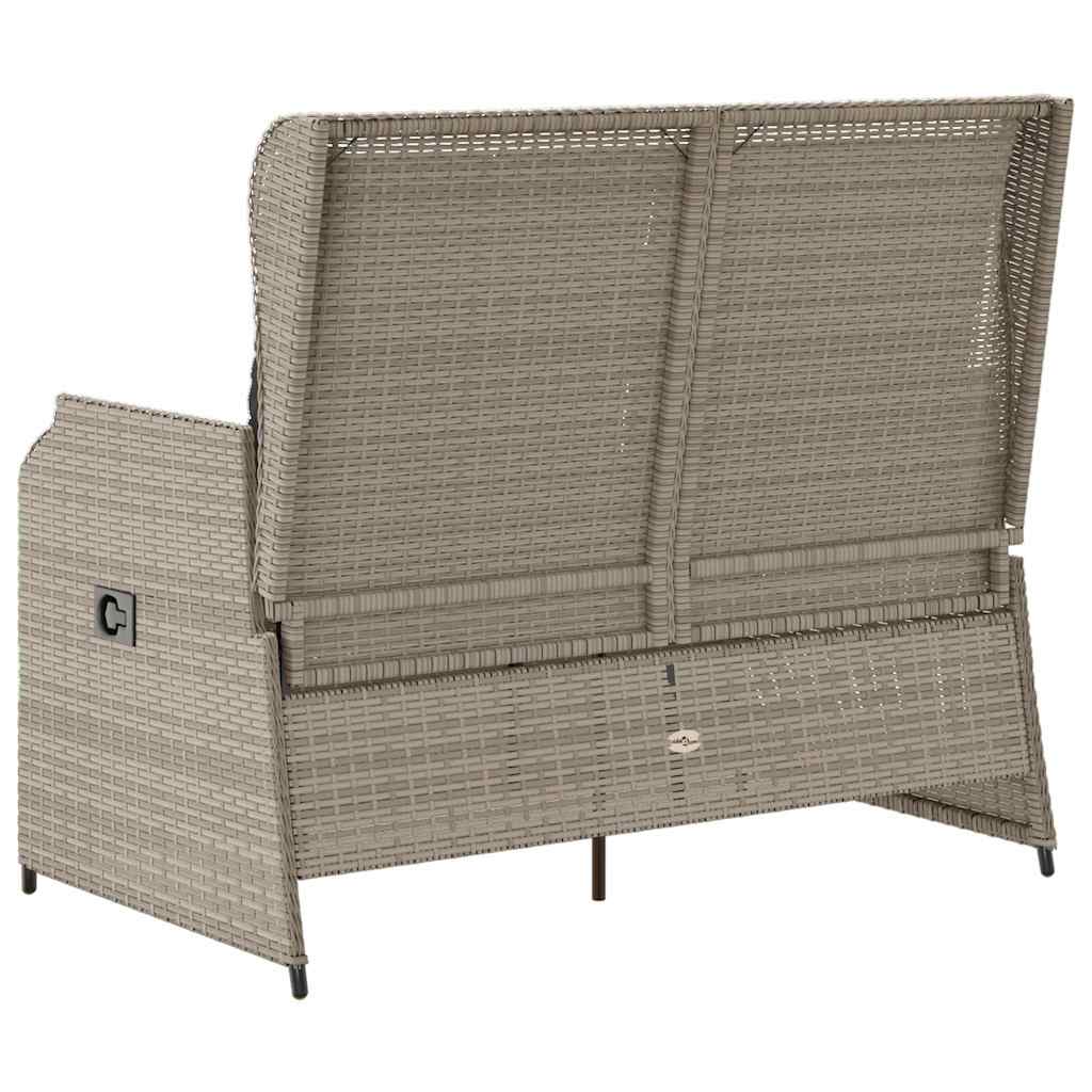 Banco de jardim com almofada Cinzento-claro Rattan Sintético