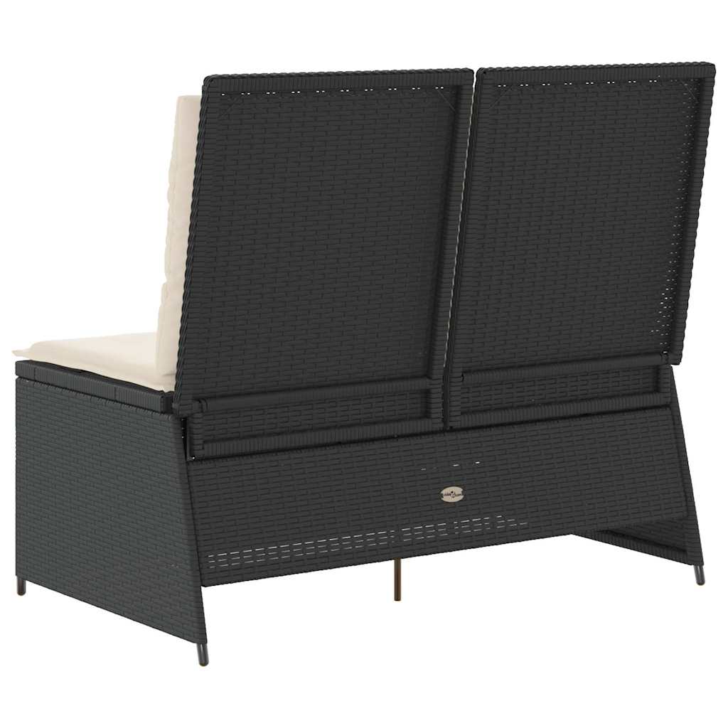 Banco de jardim com almofada Preto Rattan Sintético