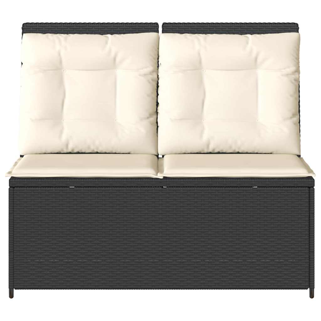 Banco de jardim com almofada Preto Rattan Sintético