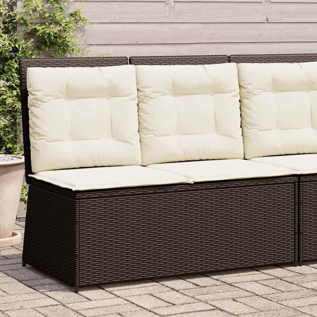 Banco de jardim com almofada Castanho Rattan Sintético