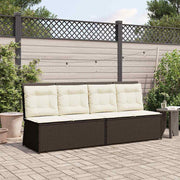 Banco de jardim com almofada Castanho Rattan Sintético