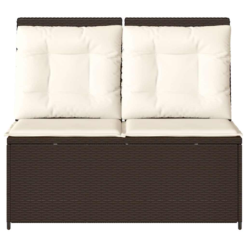 Banco de jardim com almofada Castanho Rattan Sintético