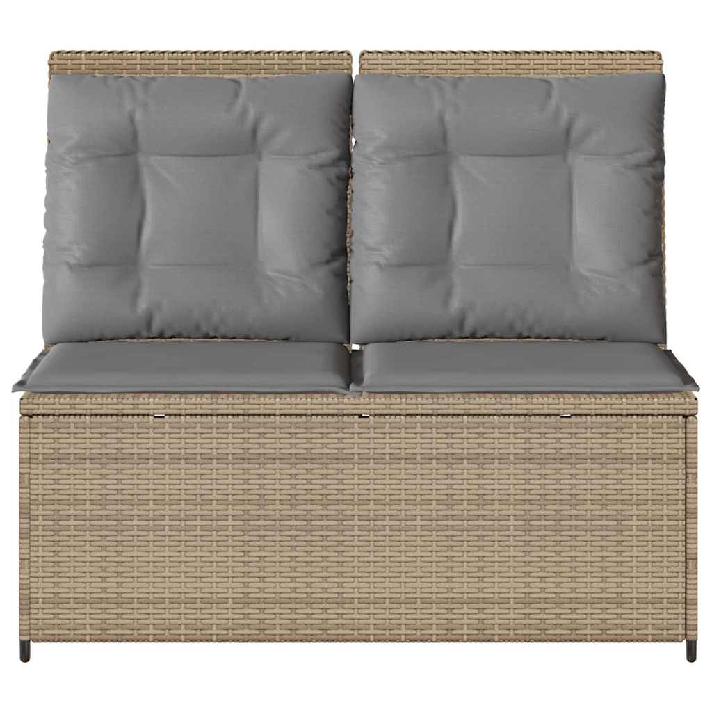 Banco de jardim com almofada Bege Rattan Sintético