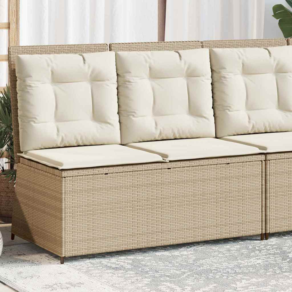 Banco de jardim com almofada Bege Rattan Sintético
