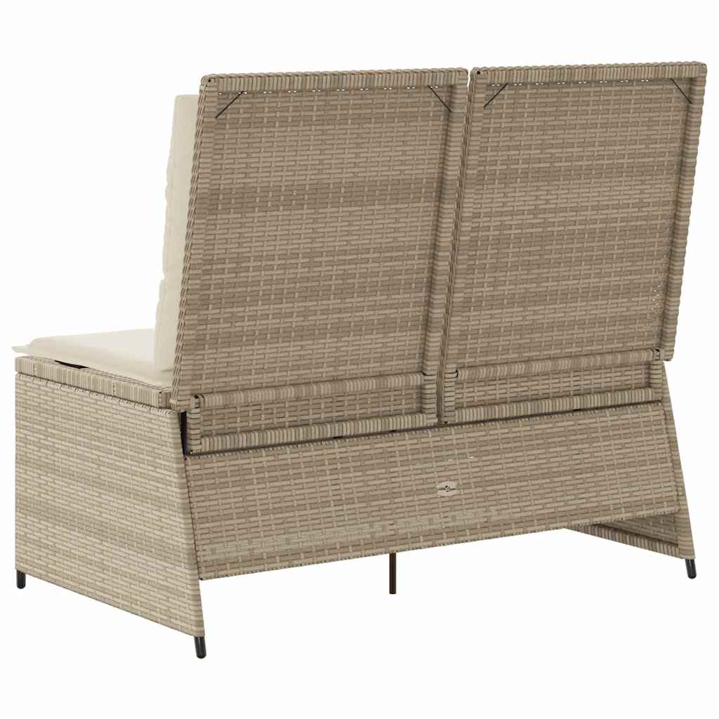 Banco de jardim com almofada Bege Rattan Sintético
