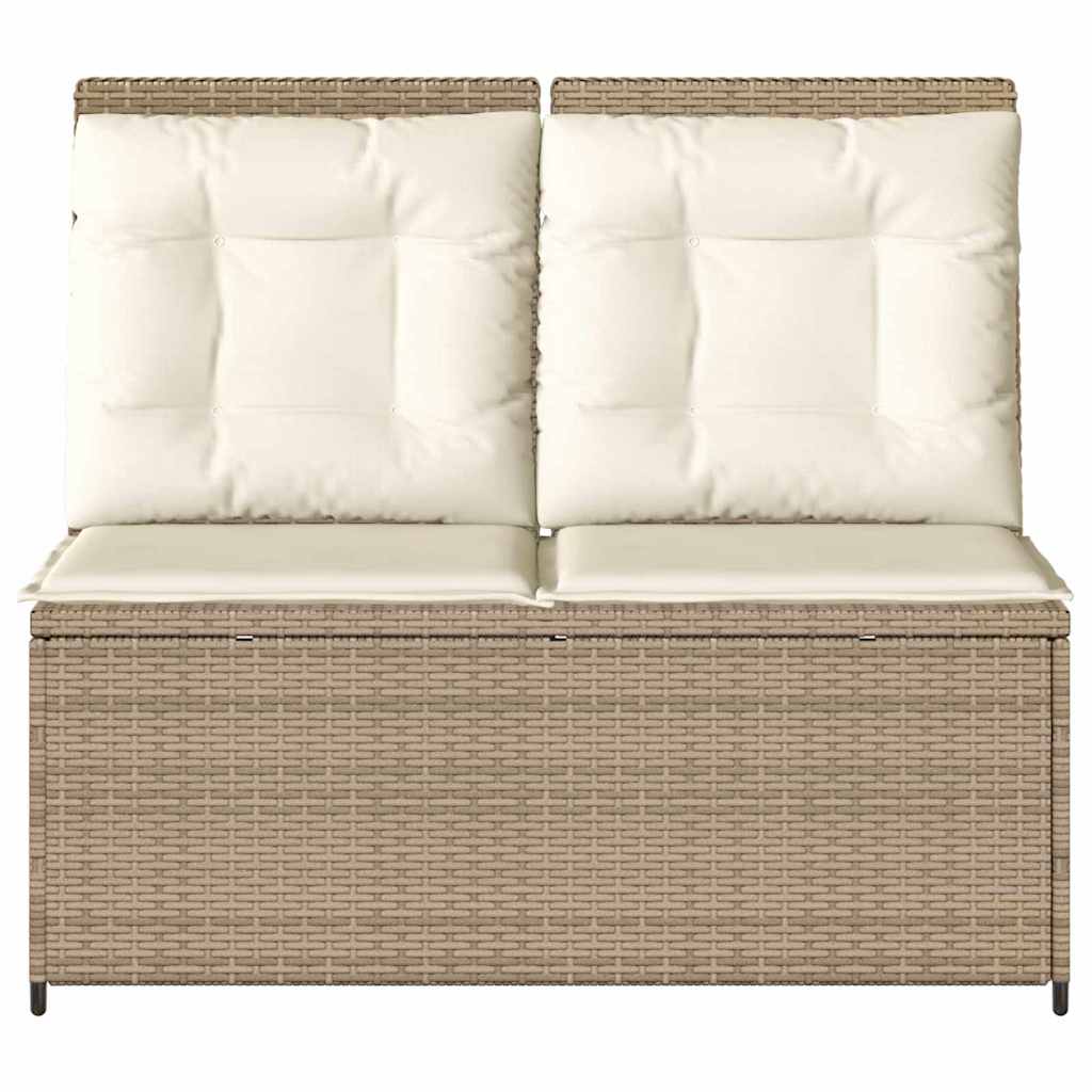 Banco de jardim com almofada Bege Rattan Sintético
