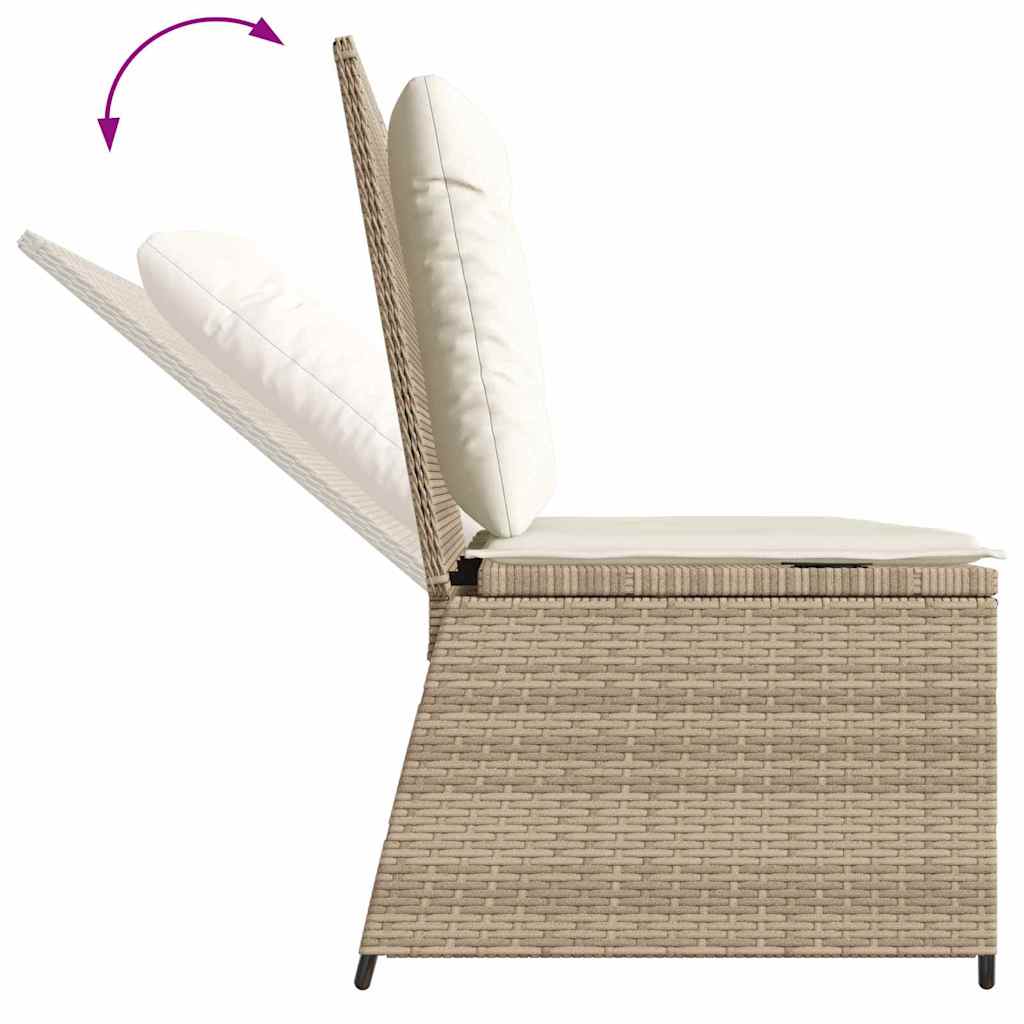 Banco de jardim com almofada Bege Rattan Sintético