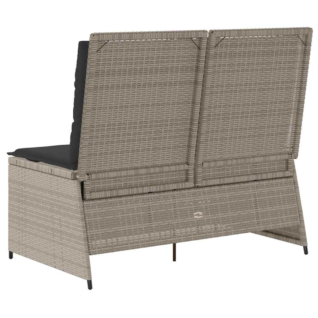 Banco de jardim com almofada Cinzento-claro Rattan Sintético
