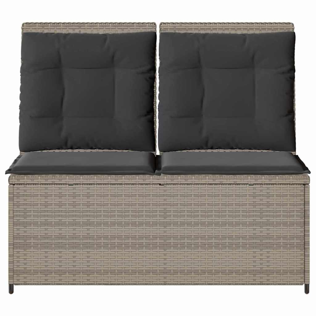 Banco de jardim com almofada Cinzento-claro Rattan Sintético