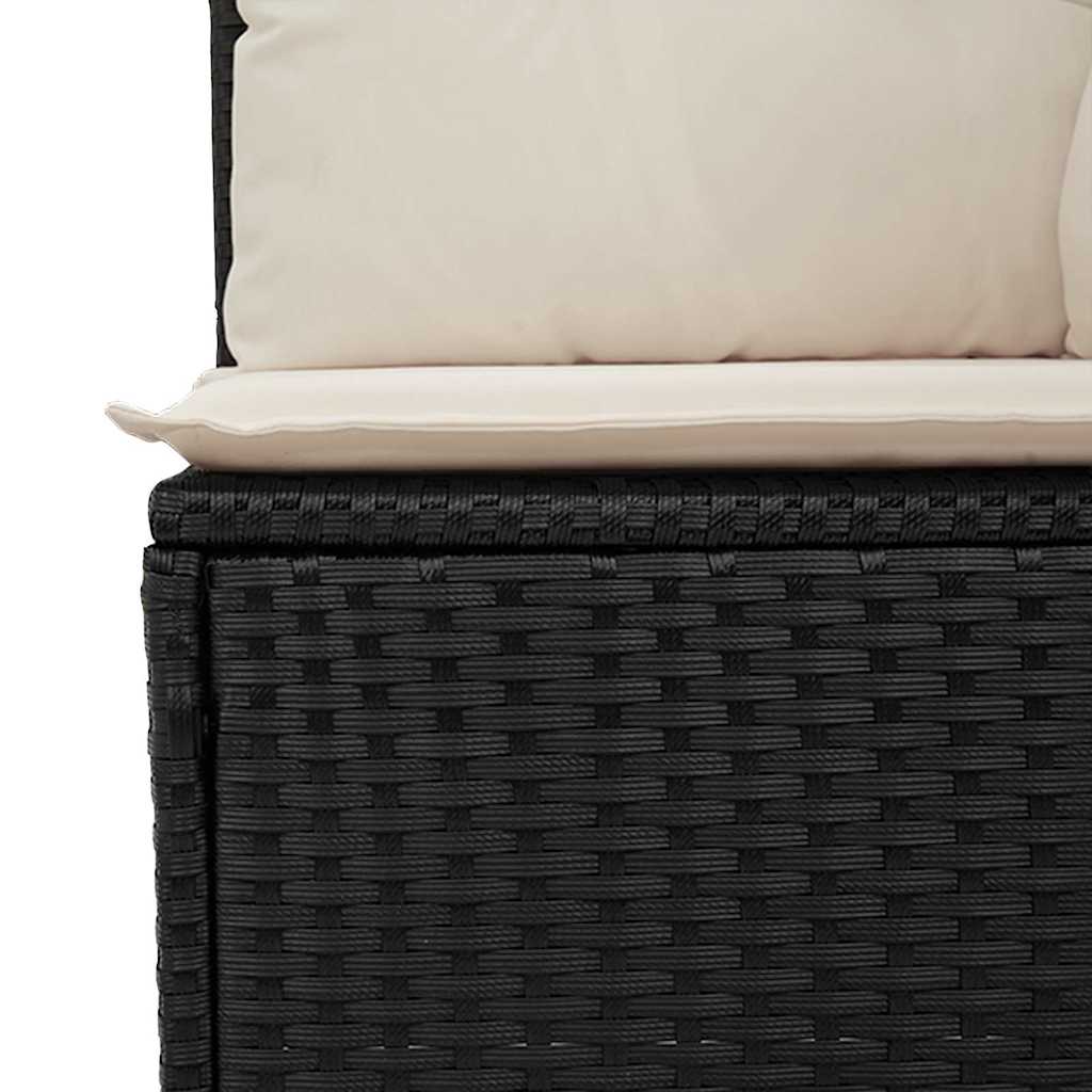 Sofá de jardim com almofada Preto Rattan Sintético