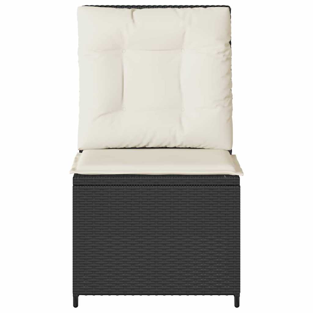 Sofá de jardim com almofada Preto Rattan Sintético