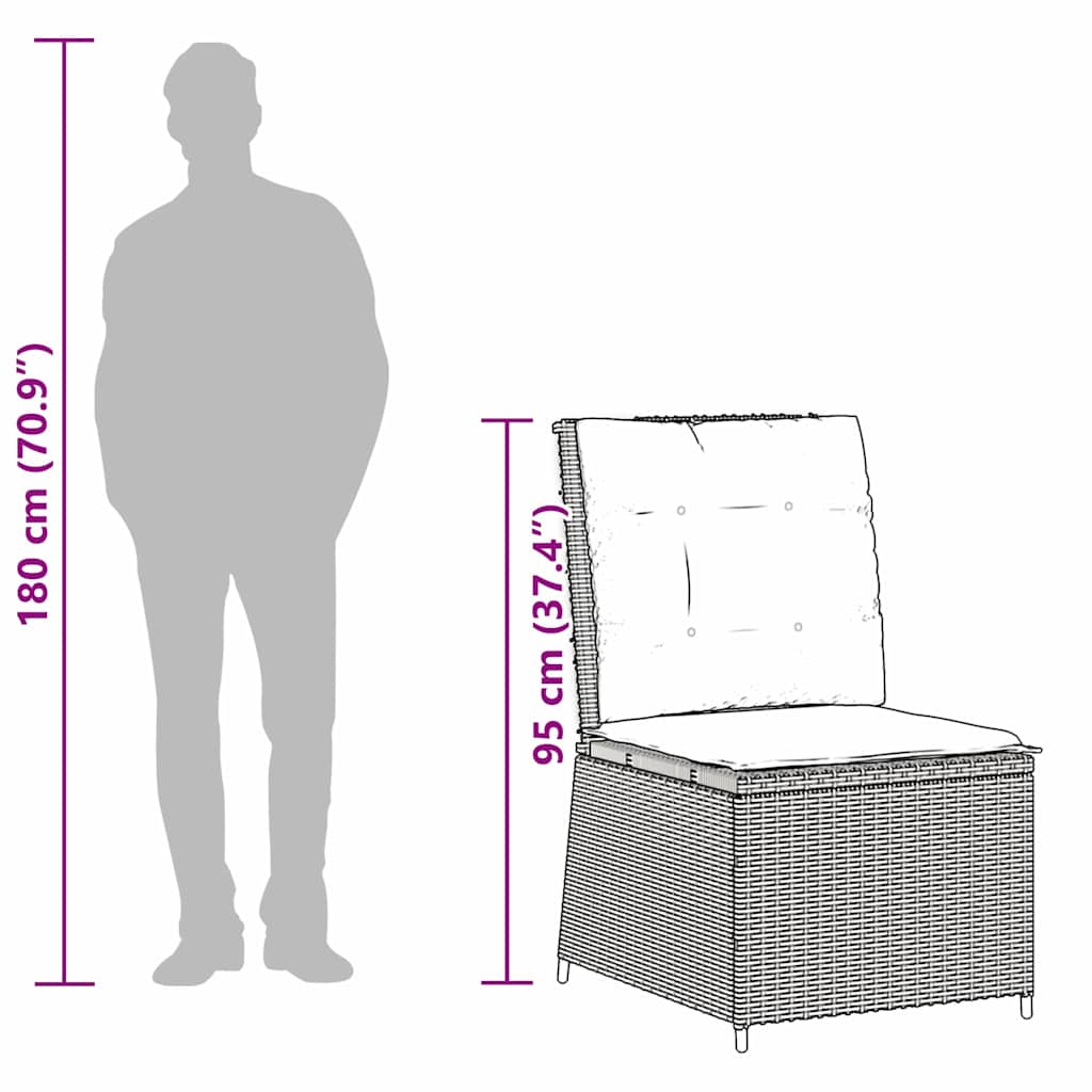 Sofá de jardim com almofada Castanho Rattan Sintético