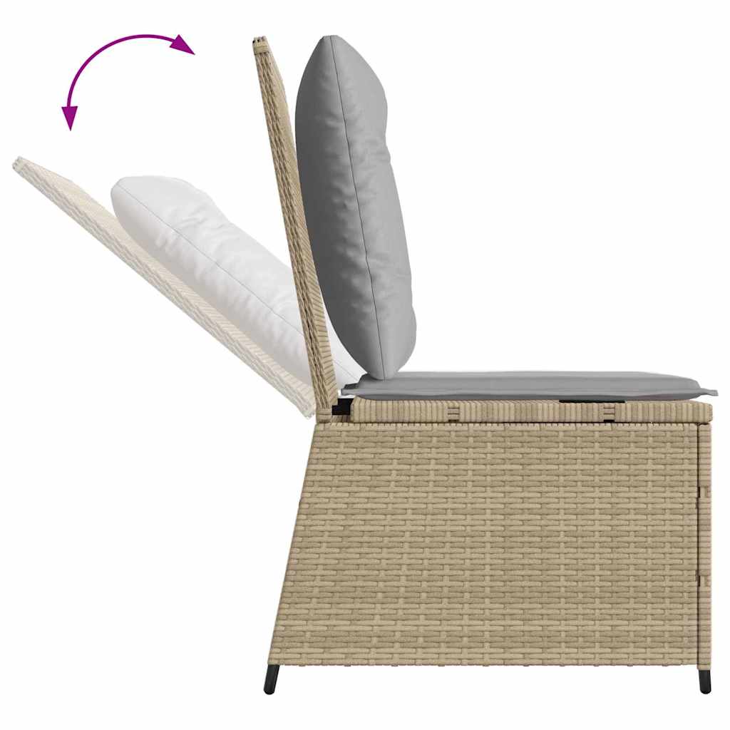 Sofá de jardim com almofada Bege Rattan Sintético