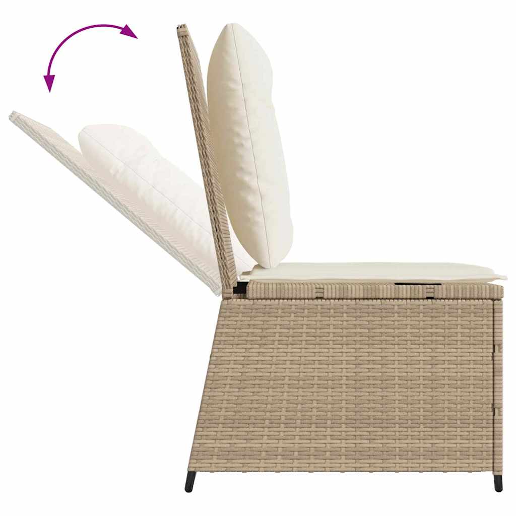 Sofá de jardim com almofada Bege Rattan Sintético