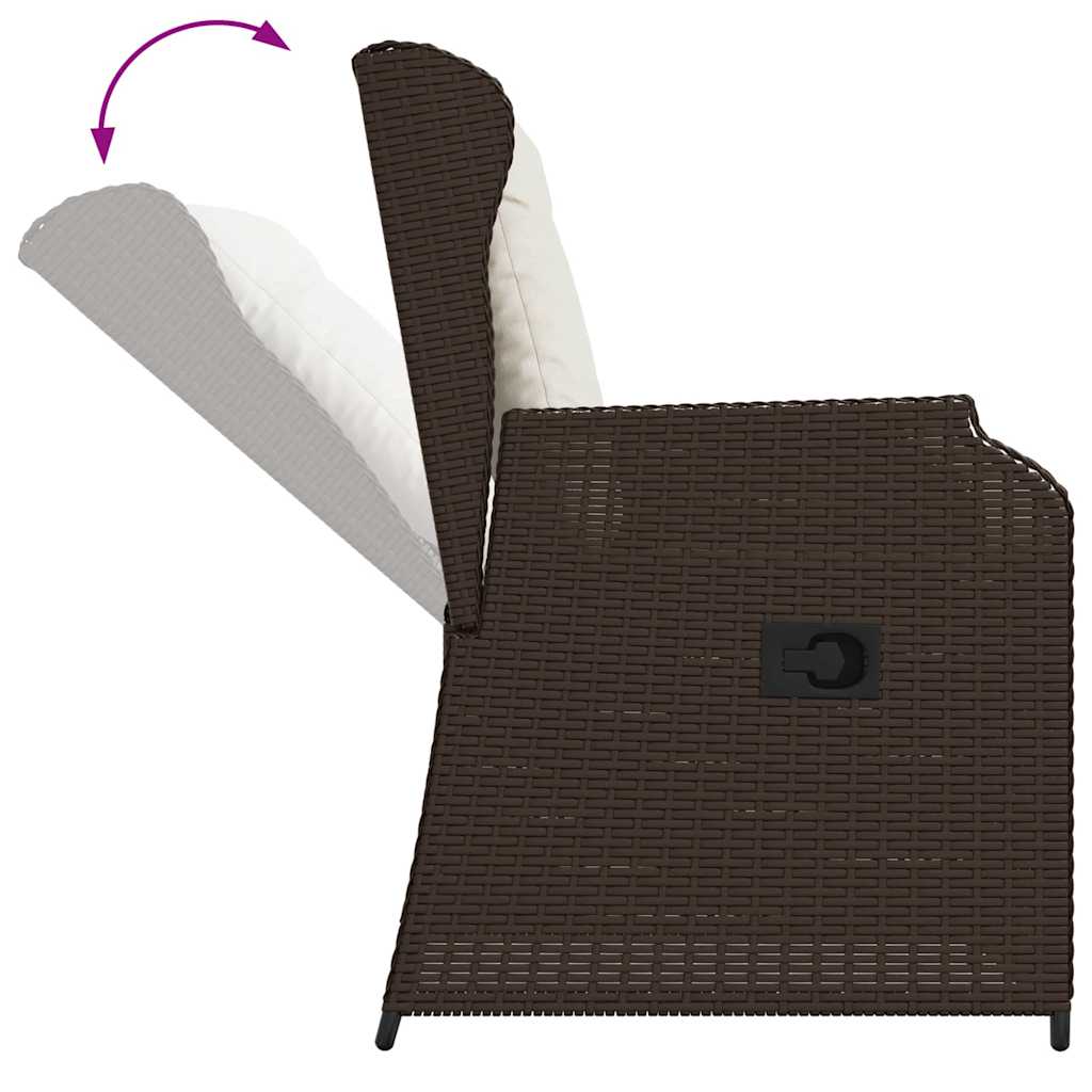 Banco de jardim com almofada 2 pcs Castanho Rattan Sintético