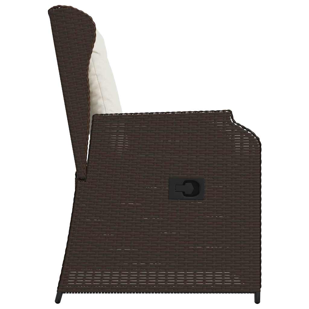 Banco de jardim com almofada 2 pcs Castanho Rattan Sintético
