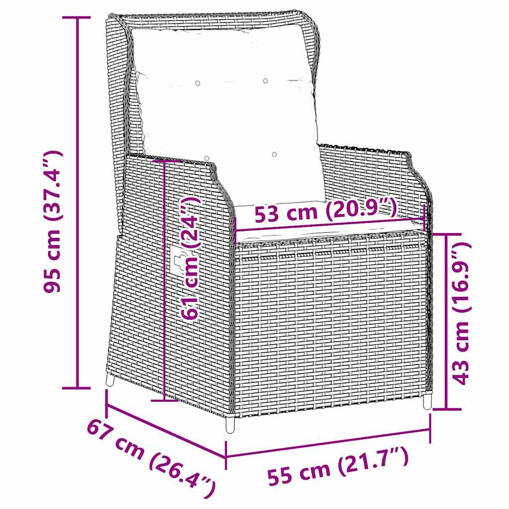 Banco de jardim com almofada 2 pcs Bege Rattan Sintético