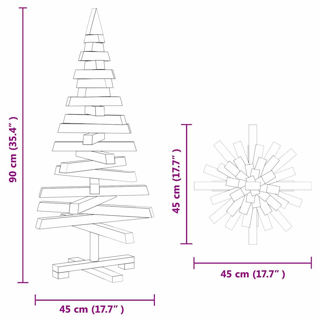 Árvores de Natal Natural 90 cm Madeira de pinho maciça