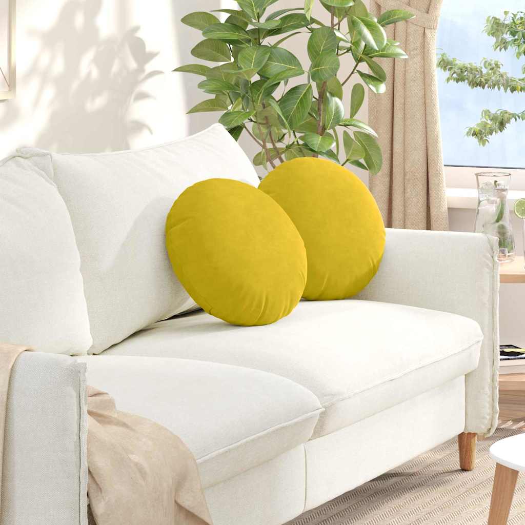 Almofadas de Assento 2 pcs Amarelo Ø80 x 29 cm Veludo